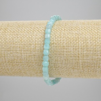 Brățară din amazonit, cuburi facetate, diametrul 4x4 mm, lungime 18 cm, pe bază elastică