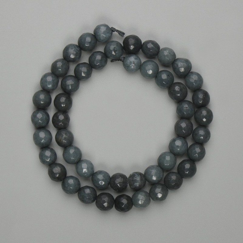 Mărgele de iolit facetate, sferice, diametrul 8 mm, lungime 37 cm, pe șnur