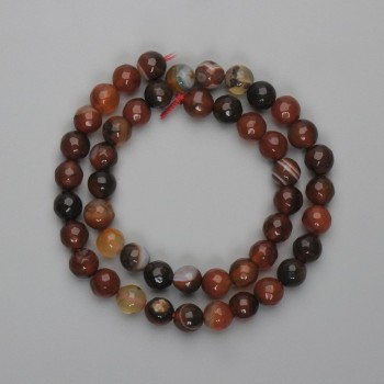 Mărgele din agat fațetate, sferice, diametrul 8 mm, lungime 35 cm, pe fir