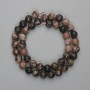 Mărgele din rodonit, formă de sferă tăiată, diametrul 8 mm, lungime de aproximativ 36 cm, pe fir