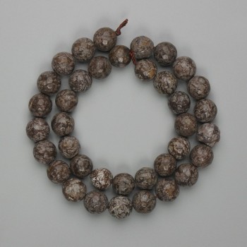 Mărgele din jasp cafea, facetate, formă sferică, diametru 10 mm +-, lungime 37 cm +-, pe șnur