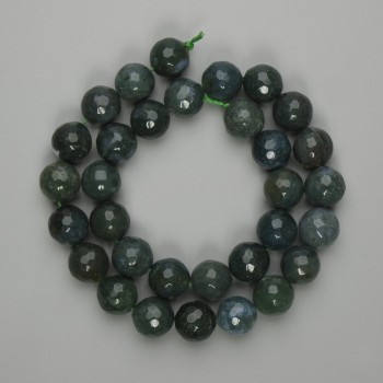 Mărgele din jasper verde, tăiate în formă sferică, diametrul de 12 mm +/-, lungime 38 cm +/- pe fir