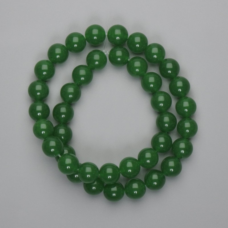 Mărgele de nefrit, formă sferică netedă, diametru 10 mm +/-, lungime 38 cm +/- pe fir rezistent