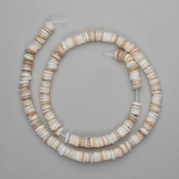 Mărgele din scoică Skafarka rondelle, diametrul 6x1 mm, lungime 39 cm, pe fir