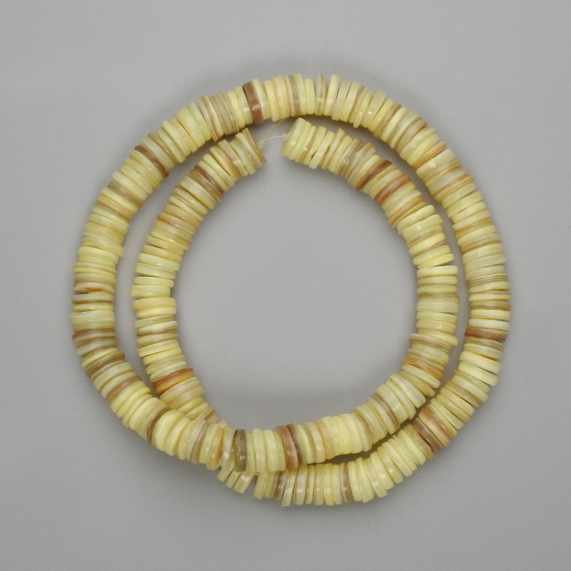 Mărgele din scoică Scarfarca – rondel, diametrul 8x1–2 mm, lungime 40 cm, pe sârmă