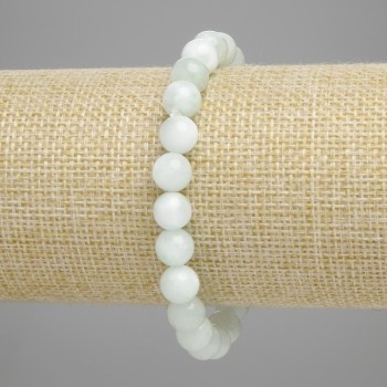 Brățară din angelit, bile netede de 8 mm, lungime 18 cm, elastică