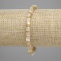 Brățară din sidef bej în formă de baril, diametru 6x6 mm, lungime 18 cm, elastic