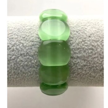 Brățară cu ochi de pisică verde, culoare verde, linkuri eliptice 18x12 mm, lungime 18 cm, elastică