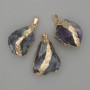 Pandantiv cu fluorit brut, piatră brută ~ 37×18 mm, dimensiuni asortate, metal auriu