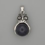 Pandantiv Bufniță cu aventurin Noaptea Kaïra, metal argintiu, diametrul 30×20 mm ±, lungimea 37 mm+