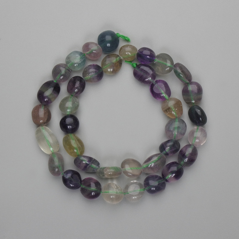 Mărgele din fluororit cu fațe, 10-13 x 8-10 mm, lungime 39 cm, pe șnur