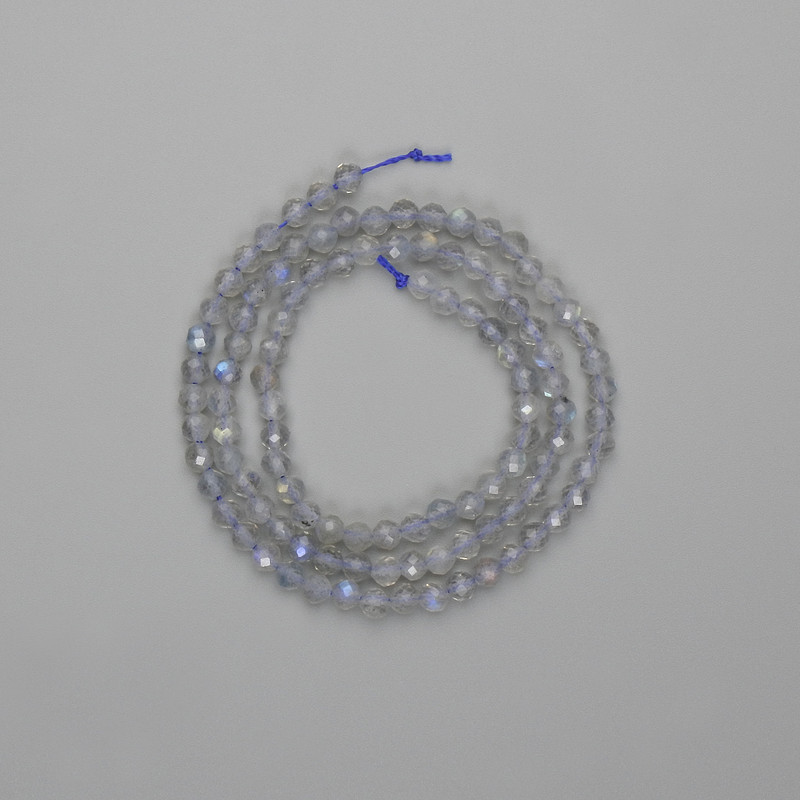Mărgele din labradorit, fațetate, 3,5 mm, lungime aproximativă 38 cm, pe șnur