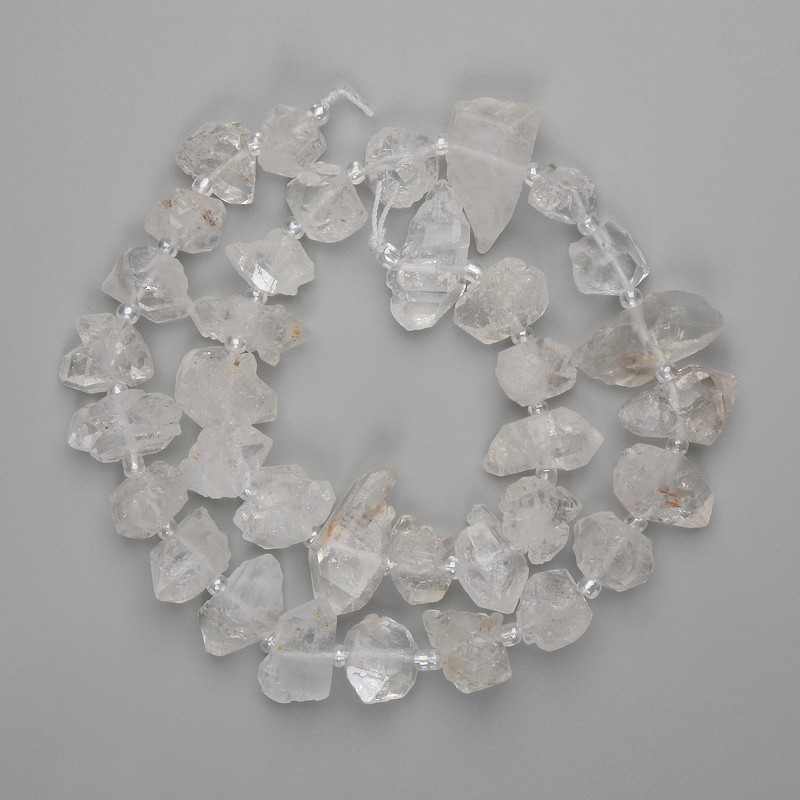 Mărgele din cristal de munte brut, 10-18×8-11 mm, mărgele de 3 mm, lungime aproximativă 38 cm