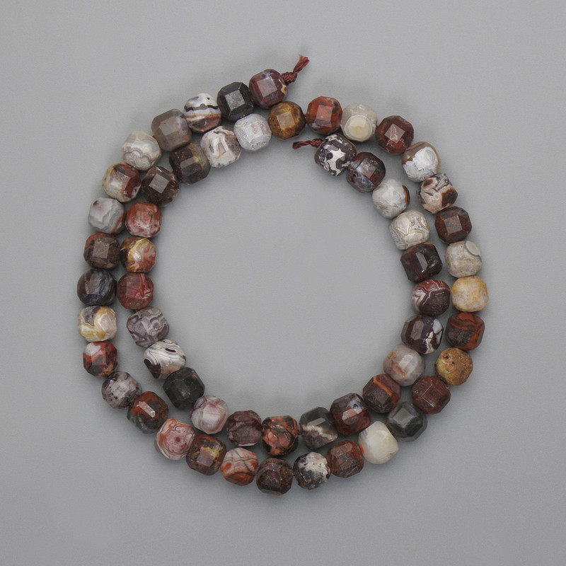 Mărgele din jasper, cub facetat 7x7 mm, lungime 39 cm