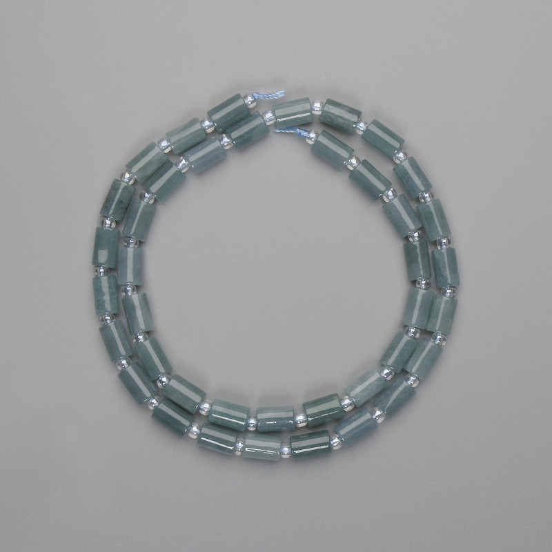 Mărgele Jadit cilindrice 7,5×5 mm, + mărgele de 3 mm, lungime 39 cm