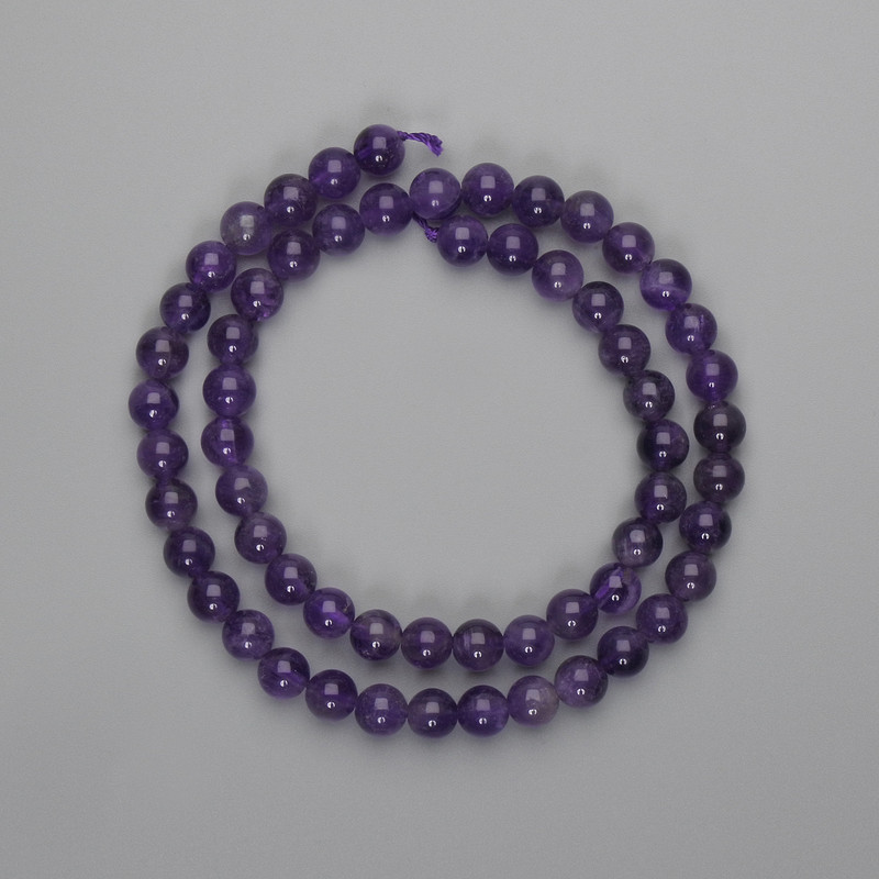 Mărgele din ametist, bile netede de 6 mm, lungime 38 cm