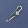 Broșă-pin cu trifoi cu patru foi, 58x15 mm, argintiu