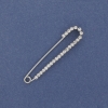 Broșă-pin cu strasuri albe, 56×11 mm, metal argintiu