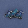 Broșă cu păsări pe creangă, email albastru, metal argintiu, 35x19 mm+