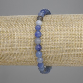 Brățară albastră din aventurin, mărgele facetate de 6 mm +/-, lungime 18 cm +/-, elastică