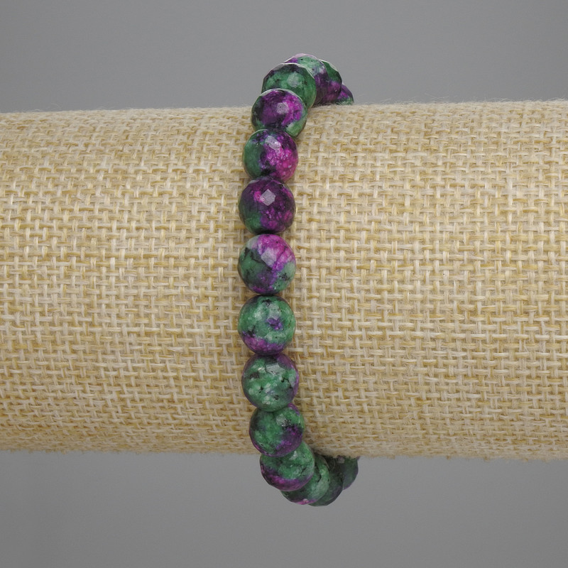 Brățară din zoizit, bile facetate de 8 mm, lungime 18 cm, elastică