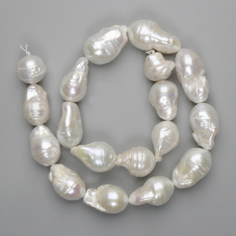 Mărgele de perle baroce cu nuanță benzină, 20–26×14–16 mm, lungime 40 cm