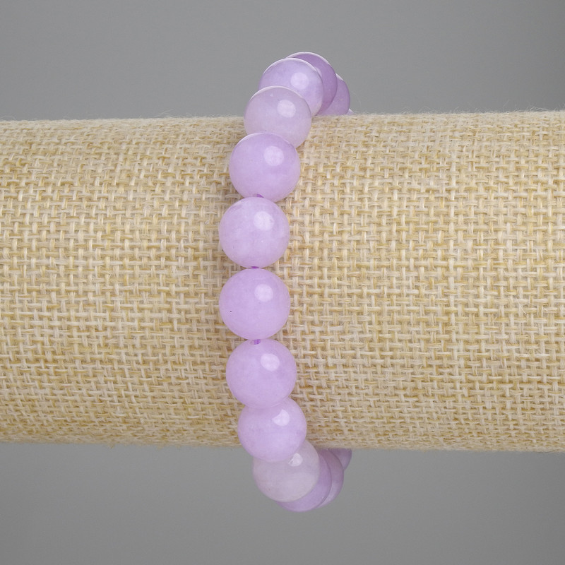 Brățară din kunzit, bilă netedă, diametrul 10 mm ±, lungimea 18 cm ±, pe elastic