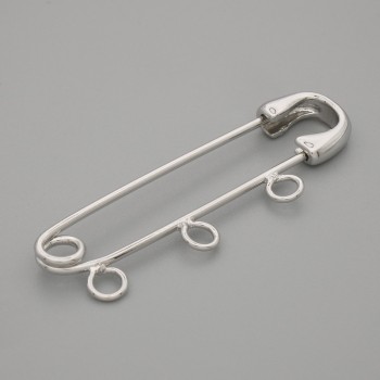 Bază pentru broșă cu ac, 41×12 mm, metal argintiu
