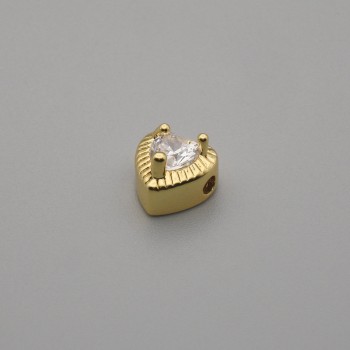 Furnitură mărge-inserație în formă de inimă, culoare aurie, diametru 6,5×6,5 mm ±, gaură 1,3 mm ±, pentru 1 bucată