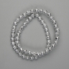 Mărgele lavă cu acoperire metalică argintie, bilă poroasă de 6,5 mm, lungime 37 cm +/-