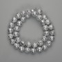 Mărgele din lavă cu acoperire metalică argintie, bilă poroasă de 10,5 mm, lungime 39 cm ±
