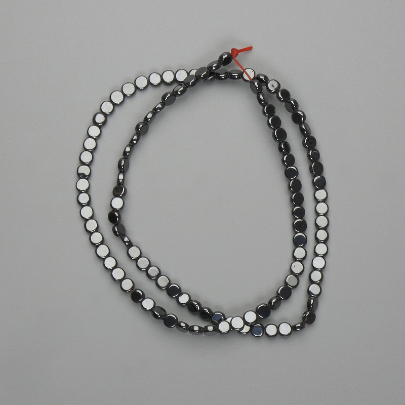 Mărgele hematit monedă 4 mm ±, lungime 40 cm