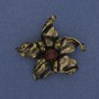 Broșă Floare cu cristal roșu, strasuri, culoare metal bronz, 47×40 mm+