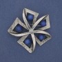 Broșă Accent cu ochi de pisică albastru, metal argintiu, 60 mm+