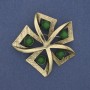 Broșă Accent cu ochi de pisică verde, metal auriu, 60 mm+