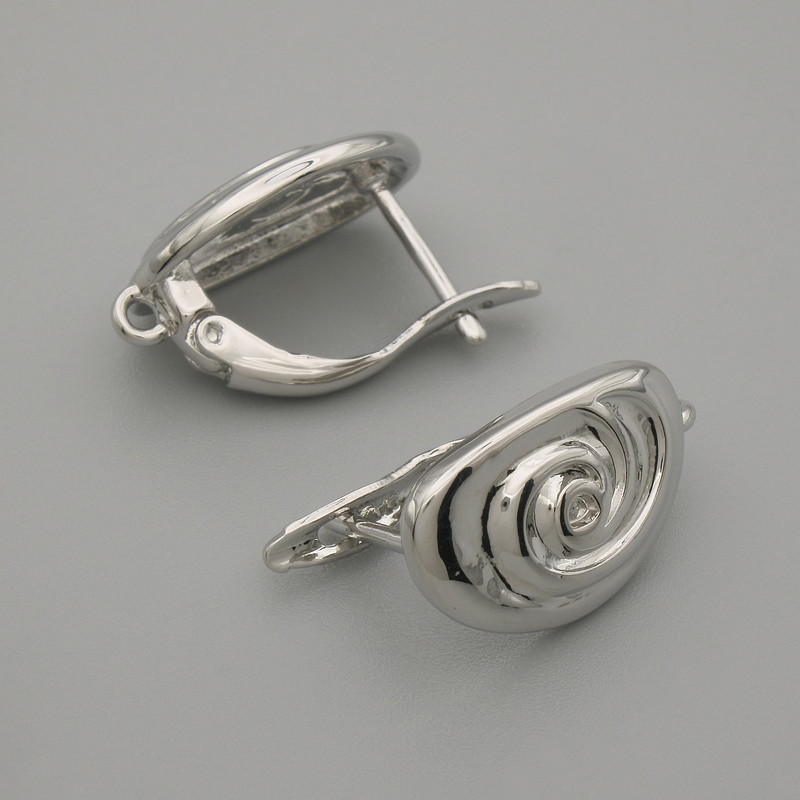 Știfturi pentru cercei din metal argintiu, 16,5×10 mm, pereche