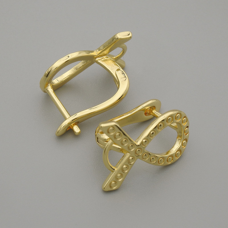 Știfturi pentru cercei, metal auriu, 16×11 mm, set de 2
