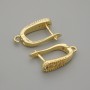Știfturi pentru cercei cu strasuri albe, metal auriu, 15×4 mm, pereche