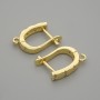Cârlige pentru cercei, cu strasuri albe, metal auriu, 15×3 mm +- pereche