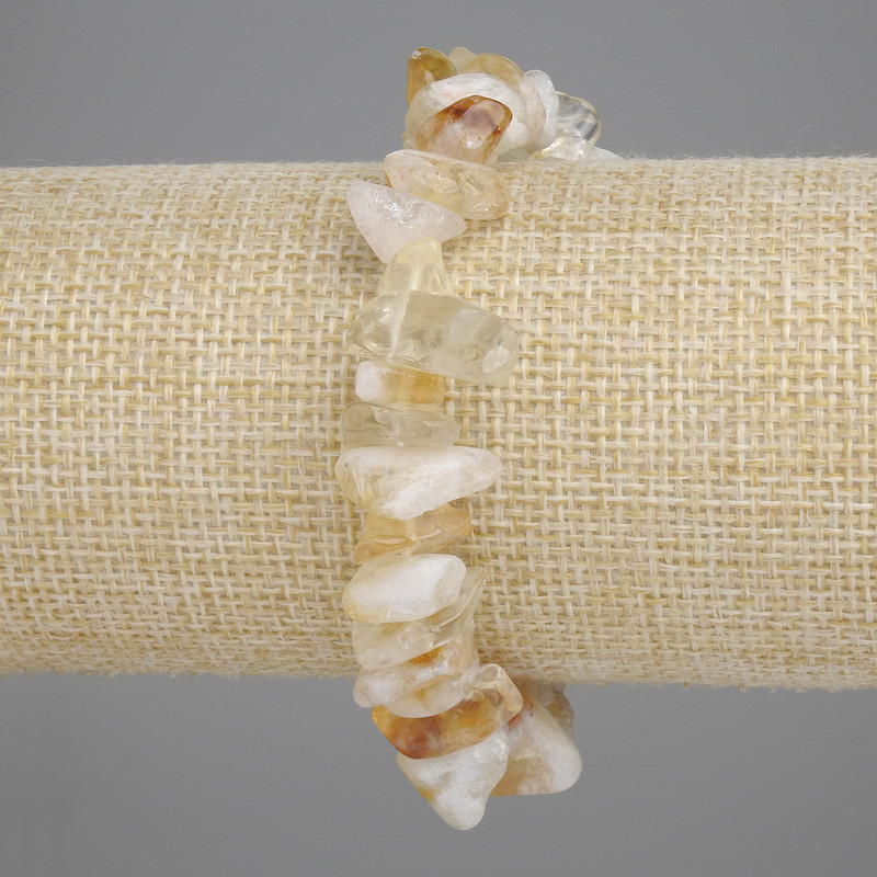 Brățară cu cioburi de citrin, diametru 10-22×3,5 mm ±, lungime 18 cm ±, pe bandă elastică