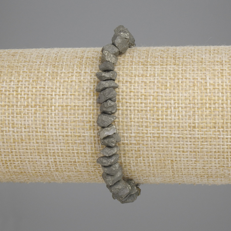 Brățară din pirită brută, diametrul 5-7×3-5 mm, lungime 18 cm, cu bandă elastică