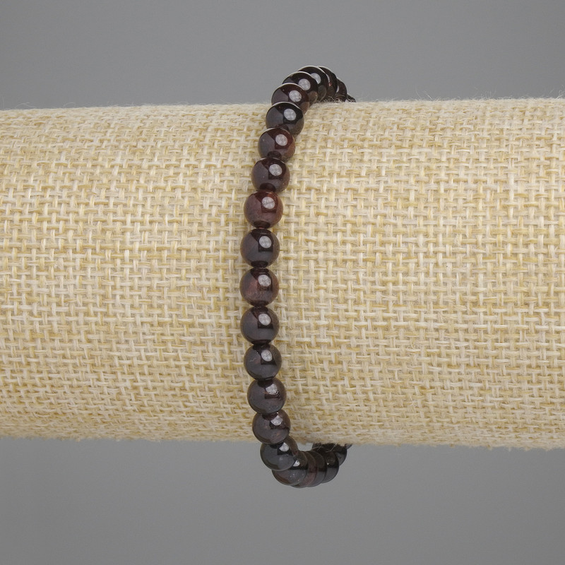 Brățară din granat cu mărgele netede, diametrul 5 mm, lungime 18 cm, pe elastic
