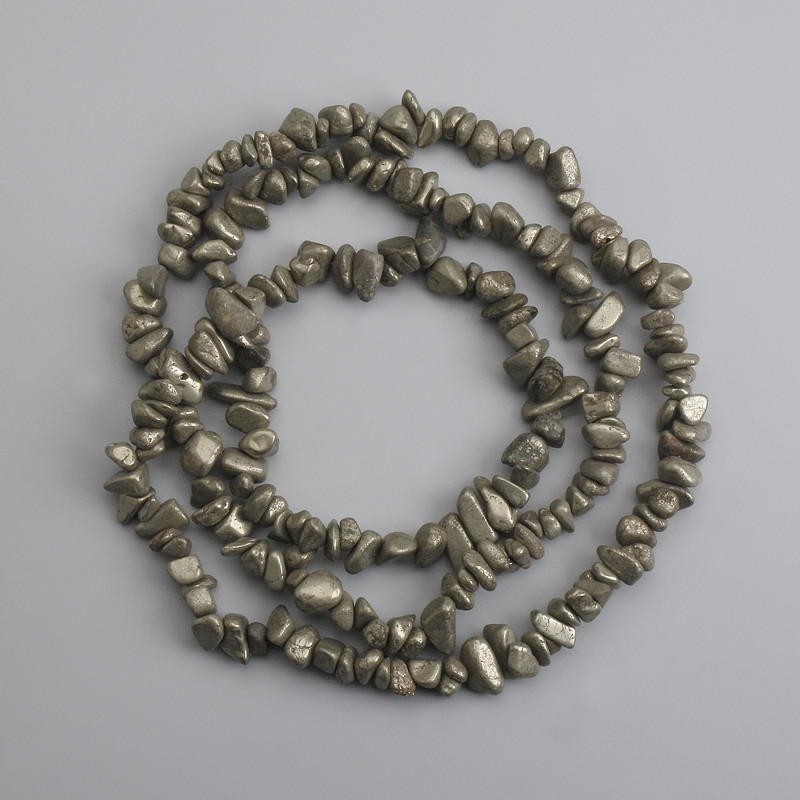 Mărgele din pirită, fragmente, diametrul 5-10×3-6 mm ±, lungime 76 cm ±