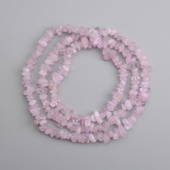 Mărgele din kunzit – fragmente, diametrul 7-11×3-5 mm, lungime 80 cm
