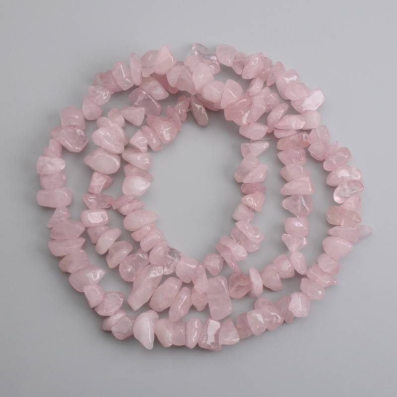Mărgele din cuarț roz, formă cioburi, diametru 10-16×5-8 mm, 5 mm ±, lungime 80 cm ±