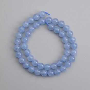Mărgele acvamarin netede, diametru 8 mm ±, lungime 38 cm ±