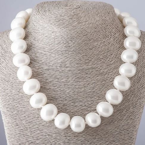Colier de perle Mallorca alb, lungime 45 cm (±), diametrul 19×16 mm
