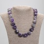 Colier cu mărgele de ametist rotunjite, diametrul 12-17×14-15 mm, lungime aproximativă 50 cm, cu închizătoare