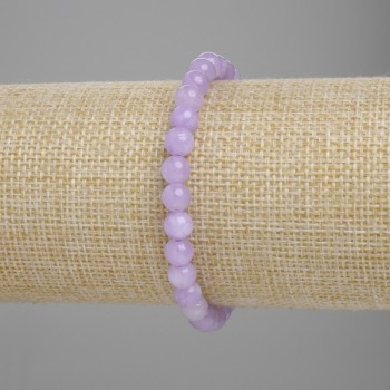 Brățară cu kunzit, bile netede, diametru 6 mm, lungime 18 cm, elastic