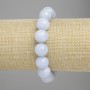 Brățară din acuamarin, mărgele sferice netede, diametru 12 mm, lungime 18 cm, elastică